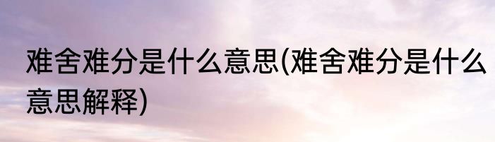 难舍难分是什么意思(难舍难分是什么意思解释)