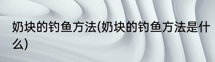 奶块的钓鱼方法(奶块的钓鱼方法是什么)