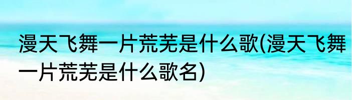 漫天飞舞一片荒芜是什么歌(漫天飞舞一片荒芜是什么歌名)