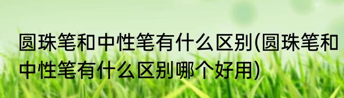 圆珠笔和中性笔有什么区别(圆珠笔和中性笔有什么区别哪个好用)