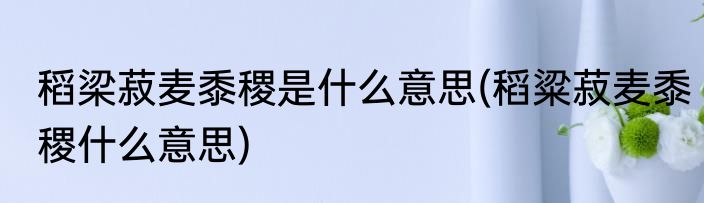 稻梁菽麦黍稷是什么意思(稻粱菽麦黍稷什么意思)