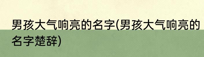 男孩大气响亮的名字(男孩大气响亮的名字楚辞)