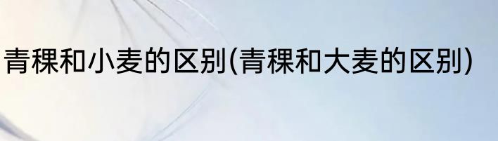 青稞和小麦的区别(青稞和大麦的区别)