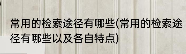 常用的检索途径有哪些(常用的检索途径有哪些以及各自特点)