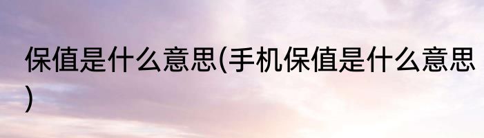 保值是什么意思(手机保值是什么意思)
