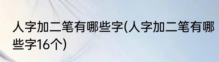 人字加二笔有哪些字(人字加二笔有哪些字16个)