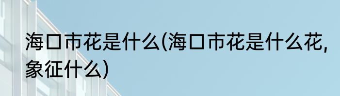 海口市花是什么(海口市花是什么花,象征什么)