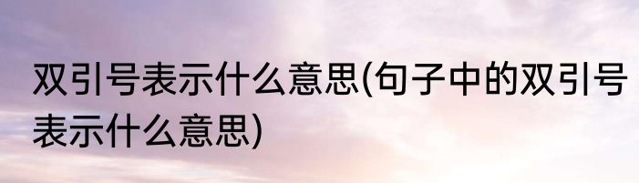 双引号表示什么意思(句子中的双引号表示什么意思)