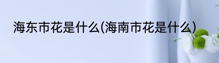 海东市花是什么(海南市花是什么)
