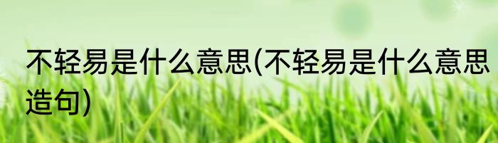 不轻易是什么意思(不轻易是什么意思造句)