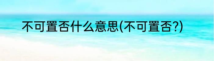 不可置否什么意思(不可置否?)