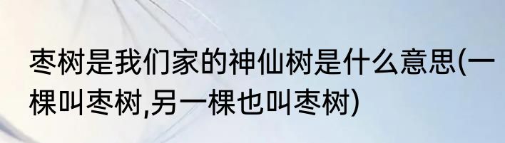 枣树是我们家的神仙树是什么意思(一棵叫枣树,另一棵也叫枣树)
