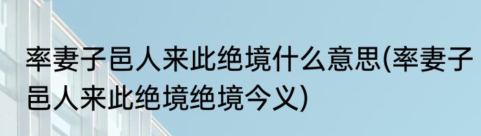 率妻子邑人来此绝境什么意思(率妻子邑人来此绝境绝境今义)