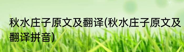 秋水庄子原文及翻译(秋水庄子原文及翻译拼音)