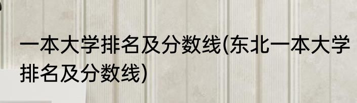 一本大学排名及分数线(东北一本大学排名及分数线)