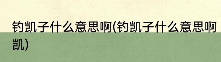 钓凯子什么意思啊(钓凯子什么意思啊凯)