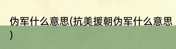 伪军什么意思(抗美援朝伪军什么意思)