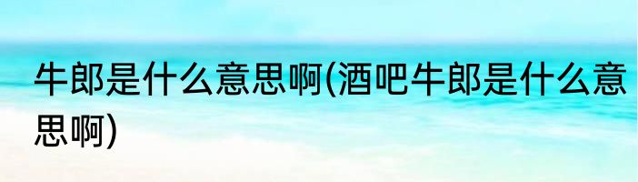 牛郎是什么意思啊(酒吧牛郎是什么意思啊)