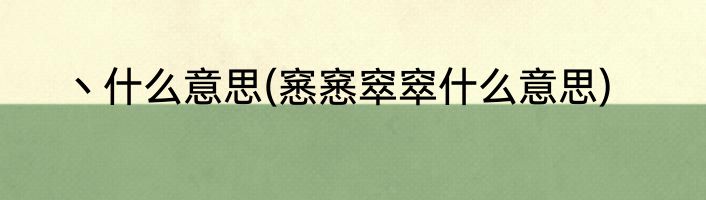 丶什么意思(窸窸窣窣什么意思)