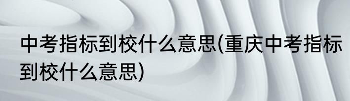 中考指标到校什么意思(重庆中考指标到校什么意思)