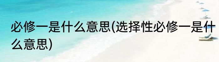 必修一是什么意思(选择性必修一是什么意思)
