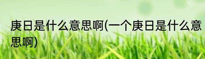 庚日是什么意思啊(一个庚日是什么意思啊)