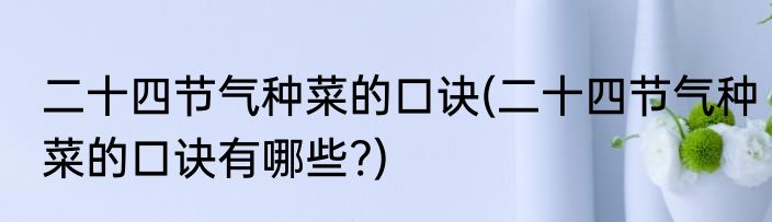 二十四节气种菜的口诀(二十四节气种菜的口诀有哪些?)