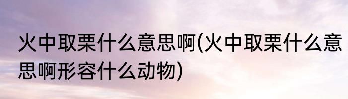 火中取栗什么意思啊(火中取栗什么意思啊形容什么动物)