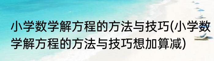 小学数学解方程的方法与技巧(小学数学解方程的方法与技巧想加算减)