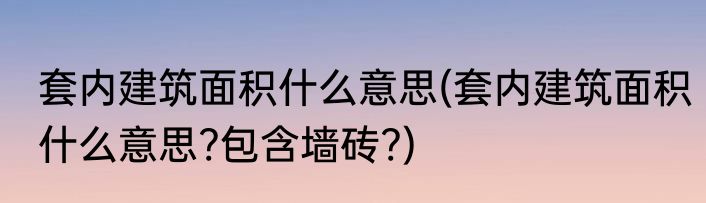 套内建筑面积什么意思(套内建筑面积什么意思?包含墙砖?)