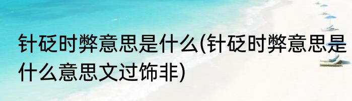 针砭时弊意思是什么(针砭时弊意思是什么意思文过饰非)