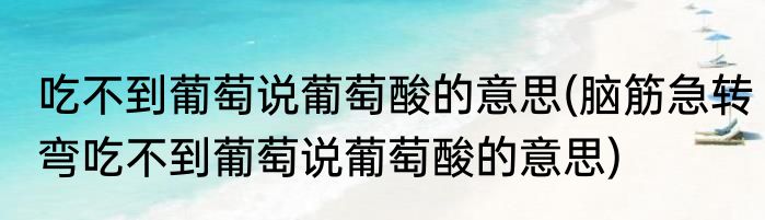 吃不到葡萄说葡萄酸的意思(脑筋急转弯吃不到葡萄说葡萄酸的意思)