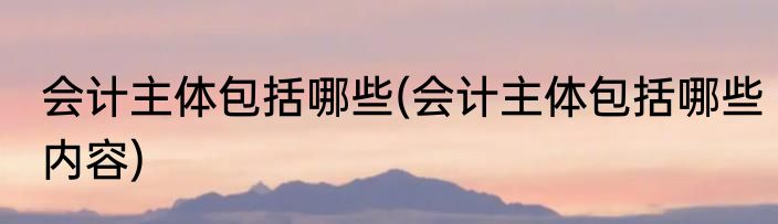 会计主体包括哪些(会计主体包括哪些内容)