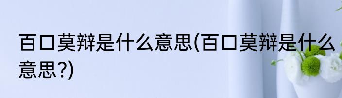 百口莫辩是什么意思(百口莫辩是什么意思?)