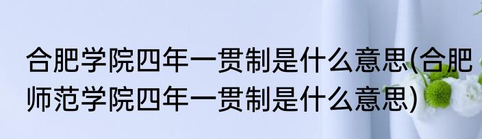 合肥学院四年一贯制是什么意思(合肥师范学院四年一贯制是什么意思)