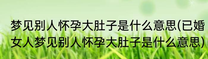 梦见别人怀孕大肚子是什么意思(已婚女人梦见别人怀孕大肚子是什么意思)
