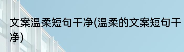 文案温柔短句干净(温柔的文案短句干净)