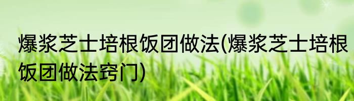 爆浆芝士培根饭团做法(爆浆芝士培根饭团做法窍门)