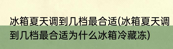 冰箱夏天调到几档最合适(冰箱夏天调到几档最合适为什么冰箱冷藏冻)