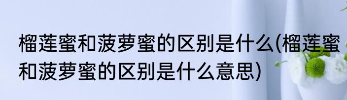 榴莲蜜和菠萝蜜的区别是什么(榴莲蜜和菠萝蜜的区别是什么意思)