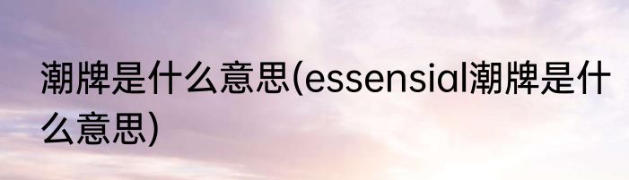 潮牌是什么意思(essensial潮牌是什么意思)