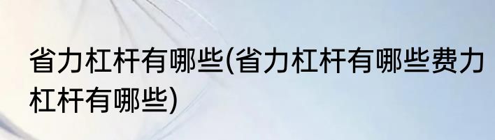 省力杠杆有哪些(省力杠杆有哪些费力杠杆有哪些)