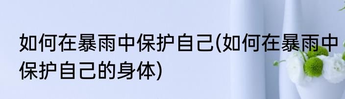 如何在暴雨中保护自己(如何在暴雨中保护自己的身体)