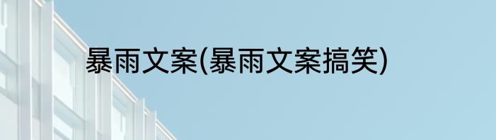 暴雨文案(暴雨文案搞笑)