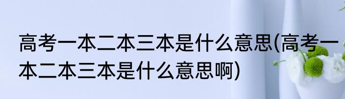高考一本二本三本是什么意思(高考一本二本三本是什么意思啊)