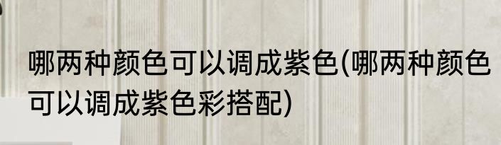 哪两种颜色可以调成紫色(哪两种颜色可以调成紫色彩搭配)