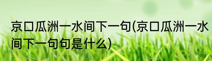 京口瓜洲一水间下一句(京口瓜洲一水间下一句句是什么)