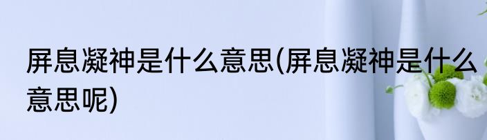 屏息凝神是什么意思(屏息凝神是什么意思呢)
