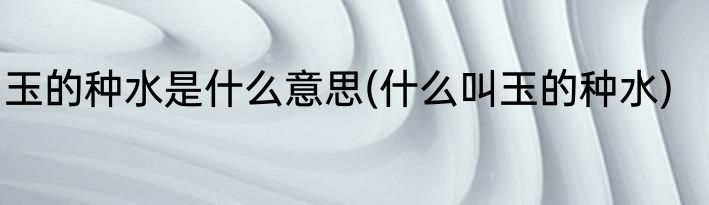 玉的种水是什么意思(什么叫玉的种水)
