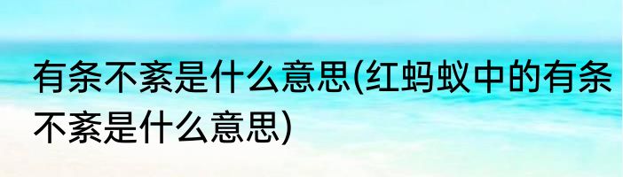 有条不紊是什么意思(红蚂蚁中的有条不紊是什么意思)